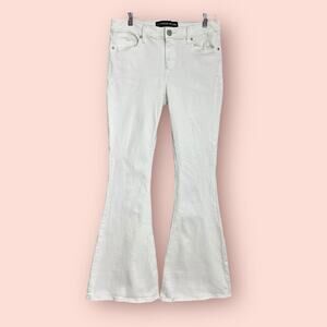 Express Jeans Bell Flare Jeans White Pants size 8 mid rise retro
